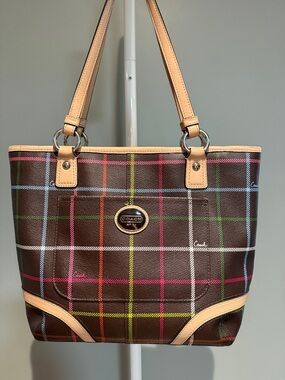 Coach vintage Multicolor Plaid Tote Bag 2013
